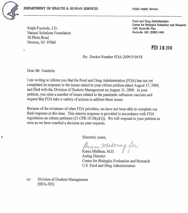 FDA Delay Letter